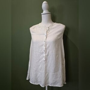 Tahari %100 Linen Button Front Tank Top Size Small
